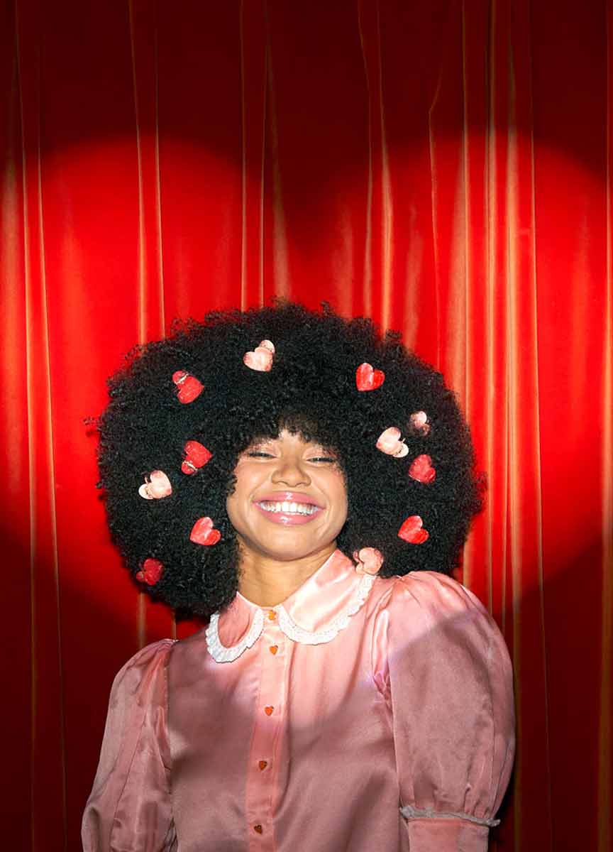 迷你粉紅愛心髮抓夾